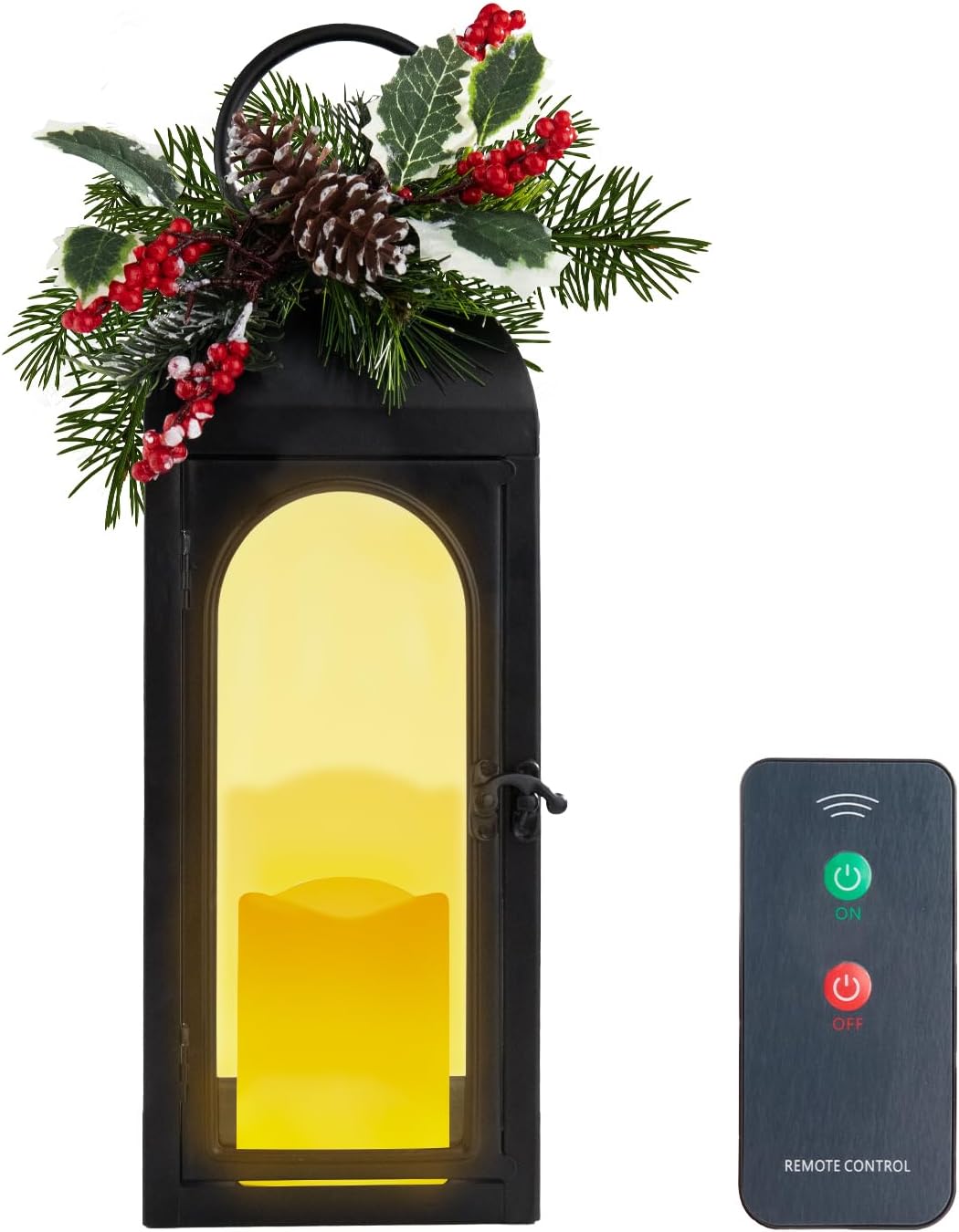 Bdor Lantern Decorative Candle Lantern 16 Inch Remote Vintage Decorations with Timer LED Metal Hanging Lantern for Home Outdoor Porch Decor Christmas Centerpieces for Tables