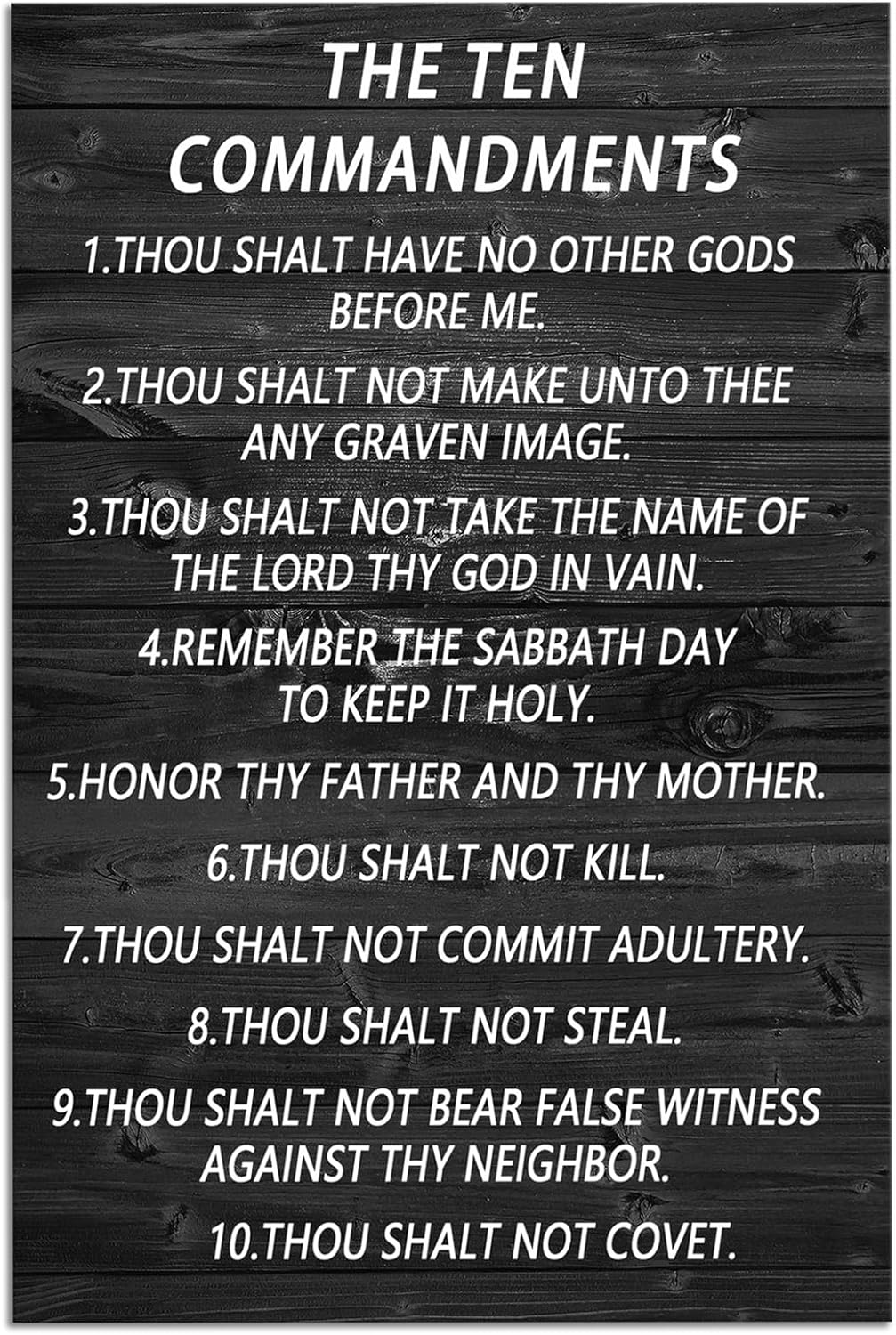 The Ten Commandments Inspirational Canvas Wall Art Motivational Pictures Christian Religion Poster Print Modern Inspiring Painting Framed Artwork for Office Living Room Wall Decor [24''Wx 36''H]